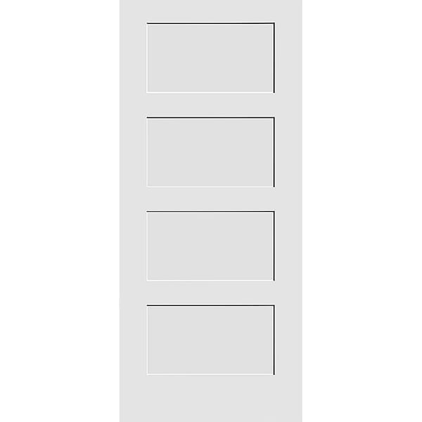 Codel Doors 26" x 80" Primed 4Panel Equal Panel Interior Shaker Slab